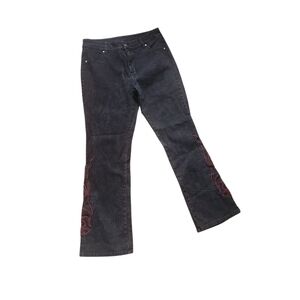 Harley-Davidson Red Embroidered Black Bootcut Jeans Size 10